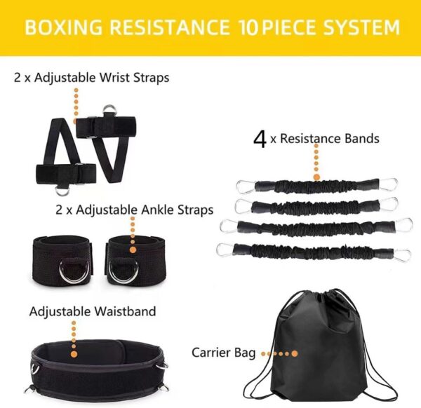 Boxing Resistance Bands, Leg Strength and Agility Speed Trainer Exercise Full Body Fitness Workout Power Punch Pro for MMA, Karate Combat Volleyball Basketball Football Training Equipment - Image 2