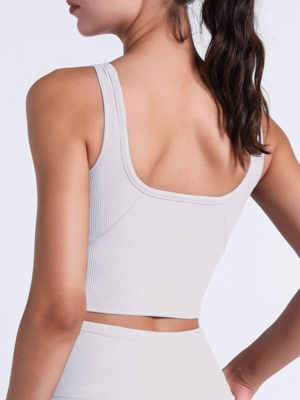 FelFory Longline Sports Bra Tank Top Bra Tops for Women Seamless Sports Bra Ribbed Workout Tops Crop Tops Bra Fitness Yoga - Image 2