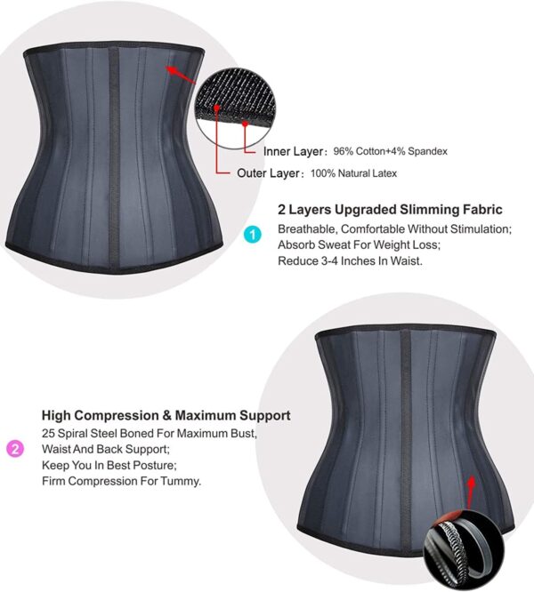 YIANNA Waist Trainer for Women Latex Underbust Waist Cincher Corset Sport Girdle Hourglass Body Shaper - Image 5