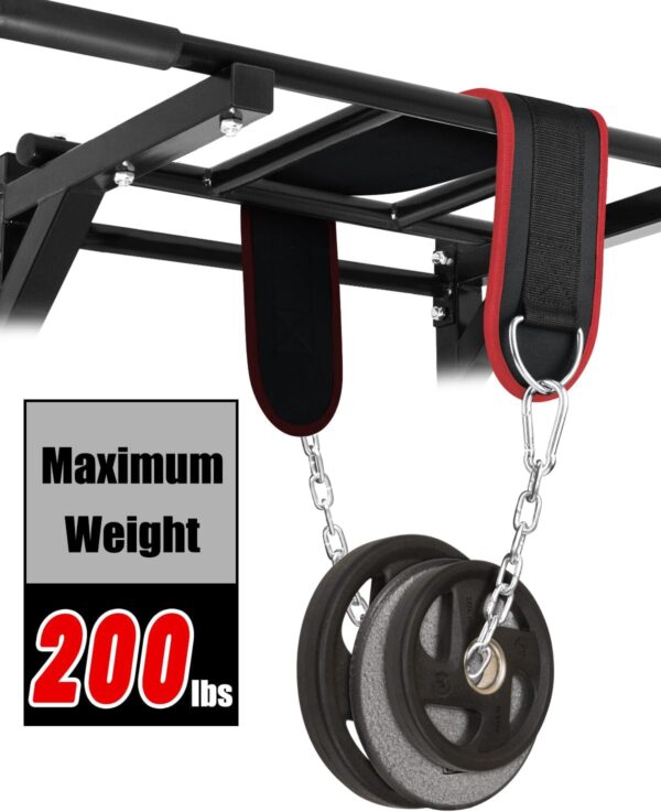 Seektop Dip Belt for Weightlifting - GYM Workout Pull Ups Belt with Chain, Neoprene Waist Dip Belt Crossfit for Weight Lifting, Squat, Training, Fitness, Men & Women (Belt & Chain) - Image 5