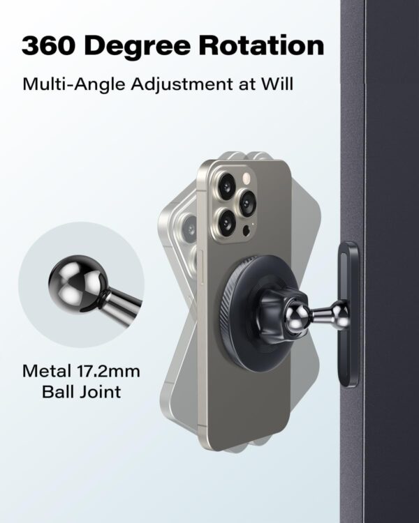 APPS2Car Gym Magnetic Phone Holder for Magsafe - 360 Adjustable, Dual Magnets, Alloy Base/Joint - Compatible with iPhone 16/15/14/13/12 Series - Fitness Accessory - Image 4