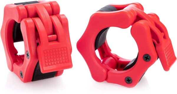 Olympic Barbell Clamps Collars Quick Release Pair Weight Clips for 2 inch Barbell Matte Red