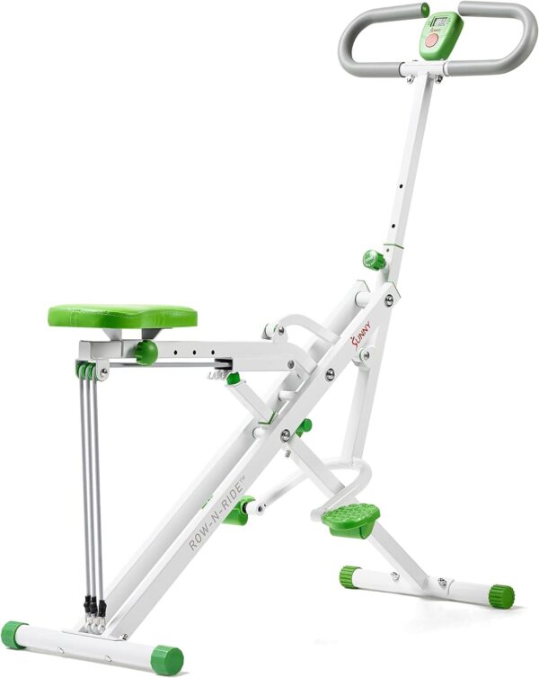 Sunny Health & Fitness Row-N-Ride Squat Assist Trainer, Foldable & Easy Setup Exercise Equipment w/Adjustable Resistance, Home Gym Training Machine for Arm, Glute & Leg Workout, Optional in Colors - Image 2