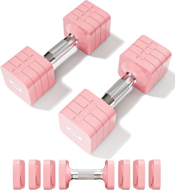 15LBS Adjustable Dumbbell Set, 4 in 1 Free Weights Dumbbells Set for Women Men Hand Weights Set Adjust Dumbbell Weight Set for Home Gym Exercise Workout Strength Training Equipments