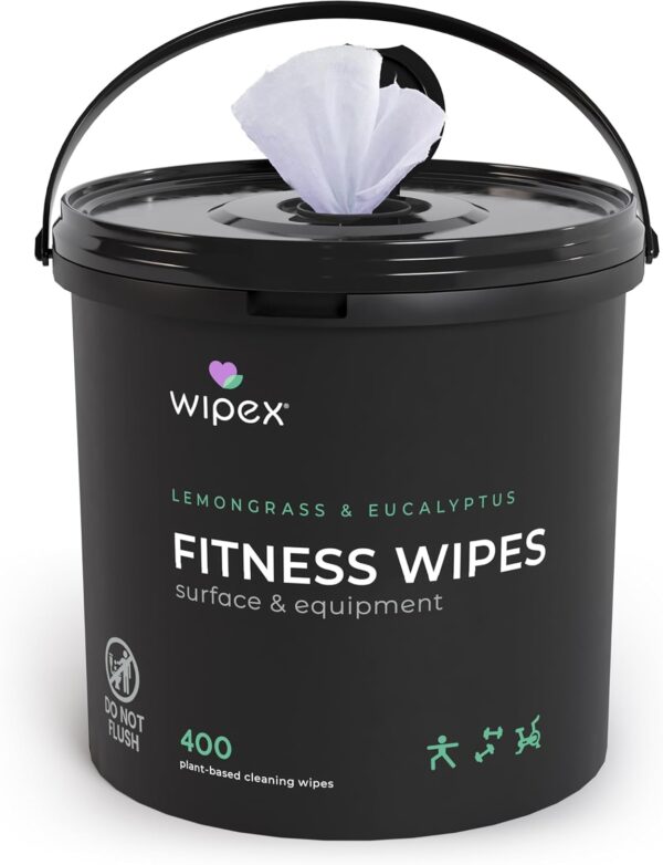 Wipex Gym Wipes Fitness Equipment Wipes, Plant-Based Cloth - Lemongrass, Eucalyptus and Vinegar Wipes to Clean Surfaces, Safe Yoga Mat Cleaner Wipes, All Purpose Gym Cleaner, 400 Count - Image 8