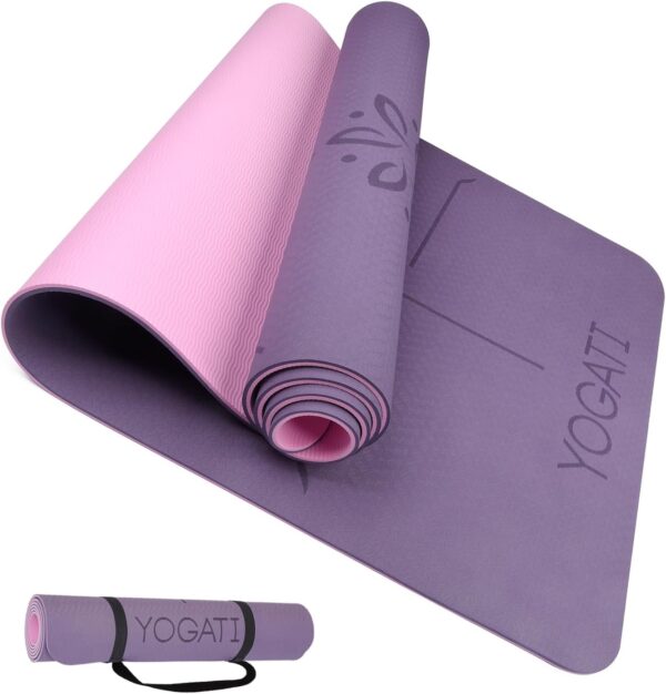 Yoga mats for home workout. Non slip yoga mat with strap. Thick yoga mats for Women and Men. Pilates mat ideal for Fitness and gym. Exercise mat thick. Yoga mat thick. Workout mat. Yoga matt