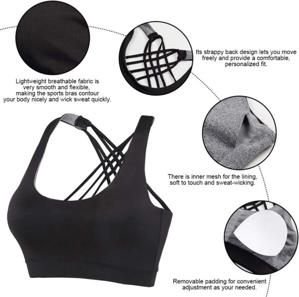 Women High Impact Sports Bra Criss Cross Back Padded Bra Workout Fitness Sports Yoga Bras - Image 4