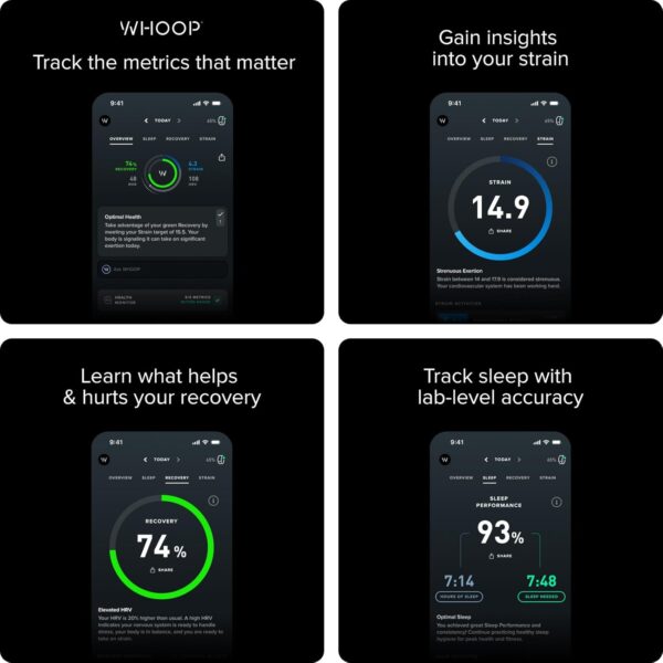 WHOOP 4.0 with 12 Month Subscription – Wearable Health, Fitness & Activity Tracker – Continuous Monitoring, Performance Optimization, Heart Rate Tracking – Improve Sleep, Strain, Recovery, Wellness - Image 2