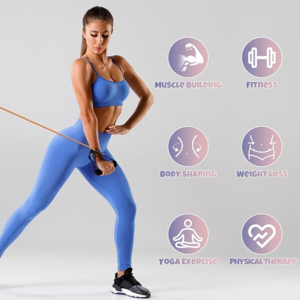RitFit Single Resistance Exercise Band with Comfortable Handles - Ideal for Physical Therapy, Strength Training, Muscle Toning - Door Anchor and Starter Guide Included - Image 6