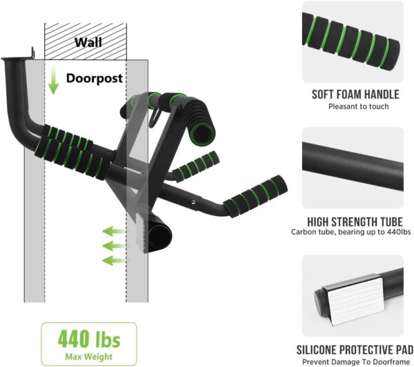 2025 Upgrade Multi-Grip Pull Up Bar with Smart Larger Hooks Technology - USA Original Patent, Designed, Shipped, Warranty - Image 3