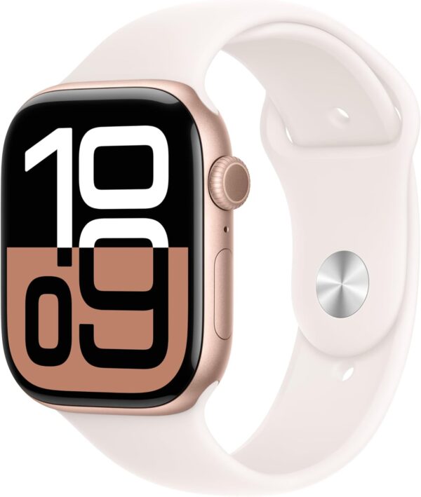 Apple Watch Series 10 [GPS 46mm] with Rose Gold Aluminium Case with Light Blush Sport Band - M/L. Fitness Tracker, ECG App, Always-On Retina Display, Water Resistant with AppleCare+ (2-Years)