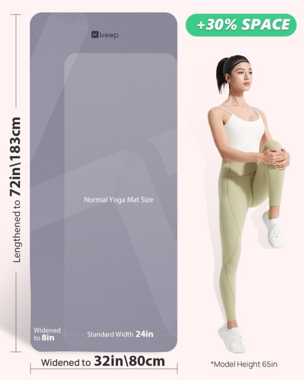 KEEP Yoga Mat, 32" Extra Wide Exercise Mat with Strap for Men and Women, 7mm Thick Double-Sided Non-Slip Eco-friendly Yoga Mat for Pilates, Workout and Fitness - Image 6