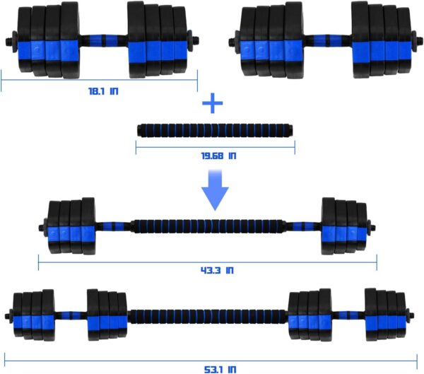 VIVITORY Dumbbell Sets Adjustable Weights, Free Weights Dumbbells Set with Connector, Non-Rolling Adjustable Dumbbell Set, Weights Set for Home Gym, 44 66 Lbs, Hexagon, Cement Mixture - Image 3