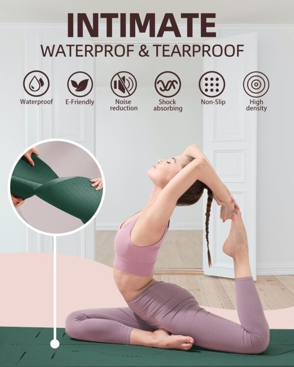 YOTTOY Yoga Mat, 72"x 32"x1/3" Extra Wide Non-Slip Exercise Fitness Yoga Mats,Eco-Friendly TPE Exercise Mats for Women Men Home Workout with Strap Bag - Image 7