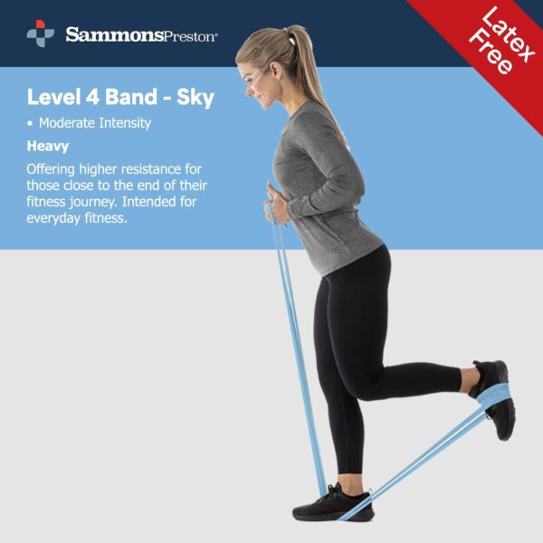 Sammons Preston Resistance Bands for Working Out, Non-Latex Exercise Bands, Resistance Bands for Physical Therapy, Improve Strength & Flexibility, Stretch & Tone Major Muscles, 5pk - Image 5