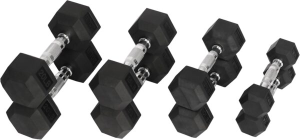 Rubber Encased Hex Dumbbell, Multiple Sizes - Image 4