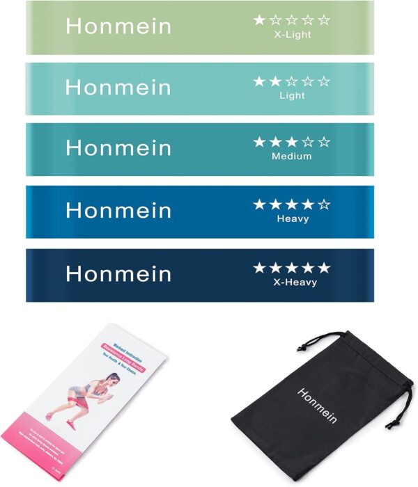 Resistance Bands for Working Out, Exercise Bands with 5 Resistance Levels Fit for Home Fitness, Strength Training, Natural Latex Resistance Band Include Instruction Guide and Carry Bag.… - Image 6