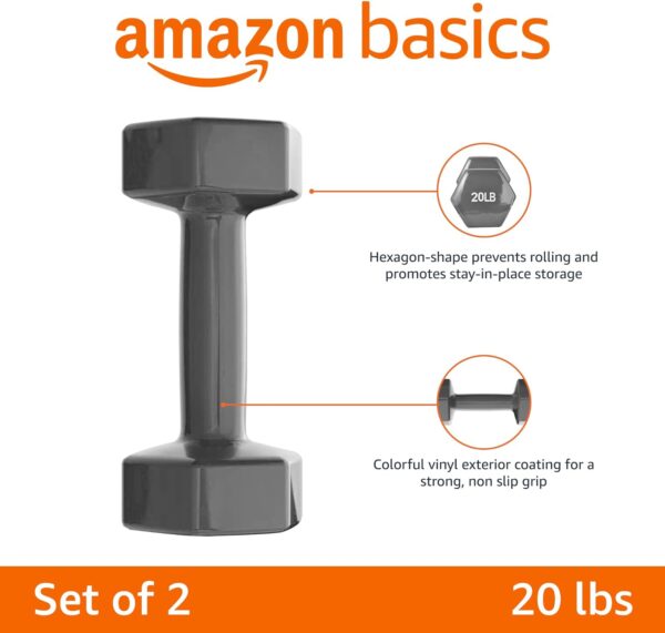 Amazon Basics Vinyl Coated Dumbbell Hand Weights - Image 2