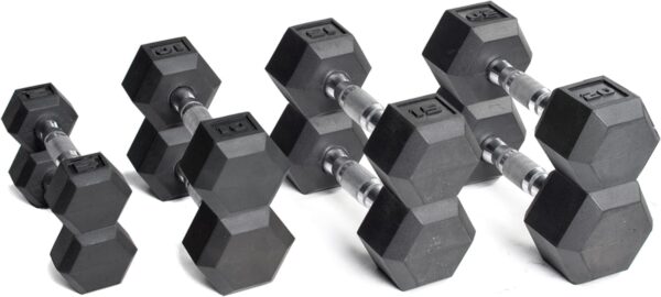 CAP Barbell 100 LB Coated Hex Dumbbell Weight Set with Vertical Rack - Image 2