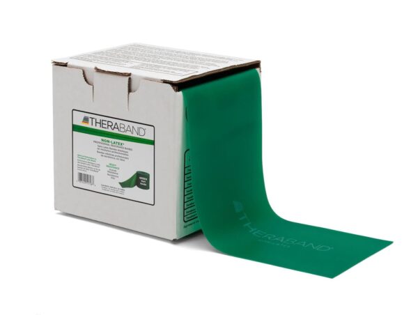 THERABAND Resistance Band 50 Yard Roll, Heavy Green Non-Latex Professional Elastic Bands For Upper & Lower Body Exercise, Physical Therapy, Pilates, & Rehab, Dispenser Box, Level 4
