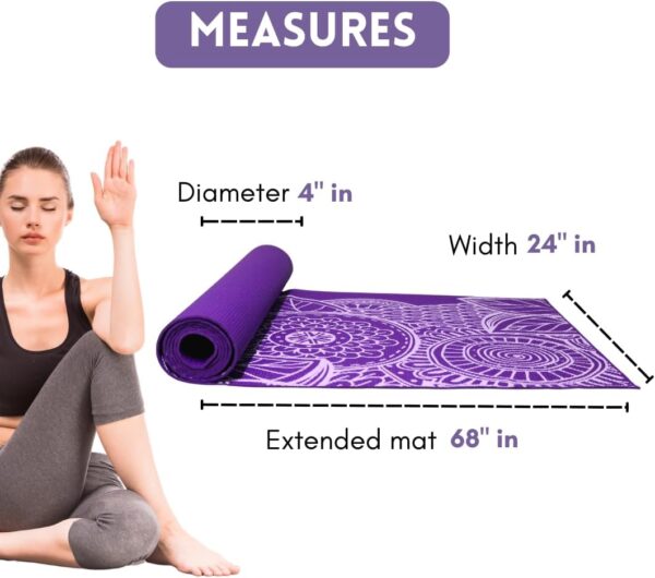 The finix NBR Print Yoga Mat, 3mm thick Thin basic yoga mat non-slip,for fitness and floor Exercise 68x24in - Image 2