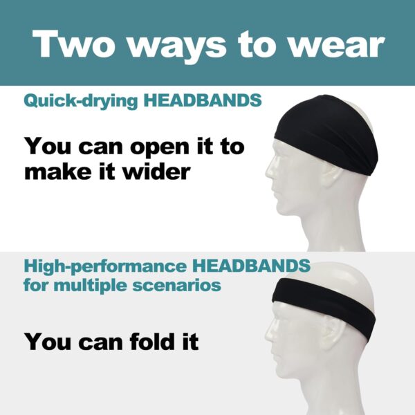 Running Headbands for Men（4 or 6 Pack, Mens Stretchy Headband for Football,Cycling,Basketball,Yoga,Fitness Workout Unisex Quick-Dry Sweatband - Image 6