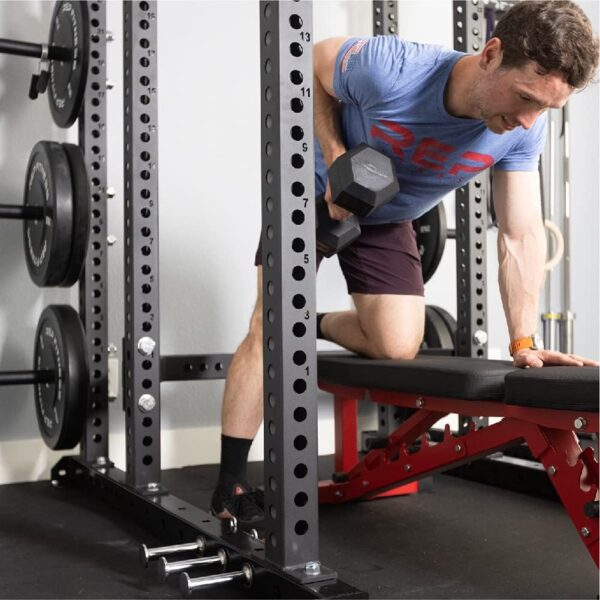 Rep Rubber Hex Dumbbell Sets with Racks. 5-50, 5-75, or 5-100 LB Sets available with Black, Blue or Red Racks to Match your Home Gym. For Strength Training, Conditioning, and Full-Body Workouts. - Image 3