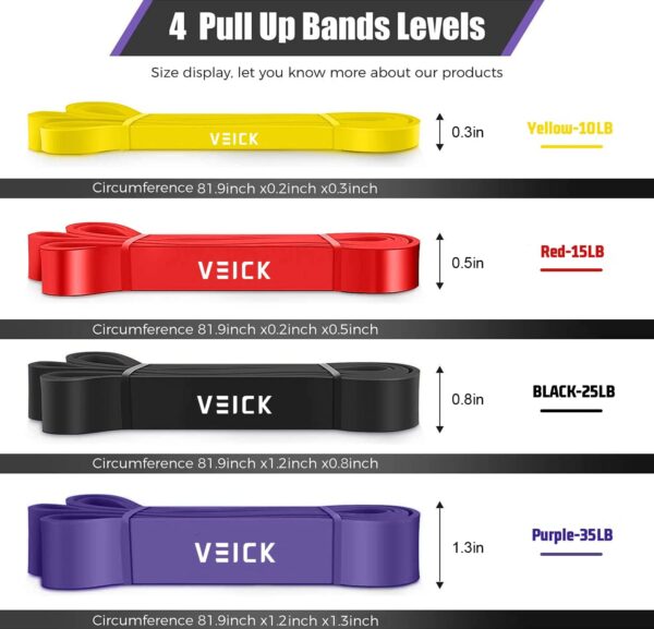 VEICK Resistance Bands for Working Out, Exercise Bands, Workout Bands, Pull Up Assistance Bands, Long Heavy Stretch Bands Set for Men and Women, Power Weight Gym at Home Fitness Equipment - Image 2