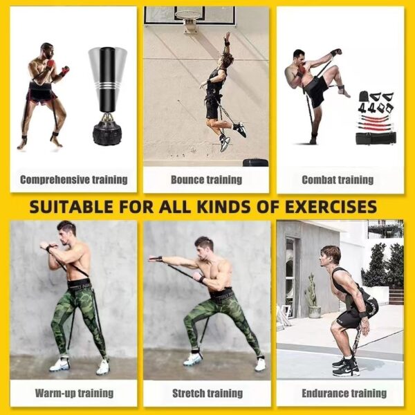 Boxing Resistance Bands, Leg Strength and Agility Speed Trainer Exercise Full Body Fitness Workout Power Punch Pro for MMA, Karate Combat Volleyball Basketball Football Training Equipment - Image 8