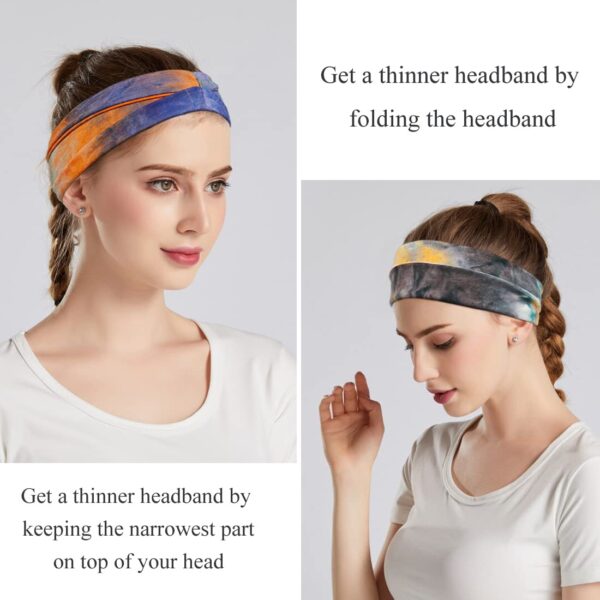 Headbands For Women Workout Wide Headband Yoga Head Bands For Women's Hair Accessories Fashion Band Tie Dye 6 Pack - Image 3