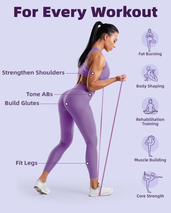 Pull Up Bands, Fitense 5-80lbs Resistance Bands Set with Door Anchor, Stretching Assist Band, Portable Exercise, Muscle Training, Physical Therapy, Exercise Workout Bands for Working Out for Women - Image 3