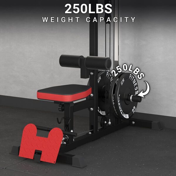 ER KANG LAT Tower, LAT Pull Down and LAT Row Cable Machine with Flip-Up Footplate, High and Low Pulley Station with AB Crunch Harness, Home Gym Back Exercise Weight Machine - Image 2