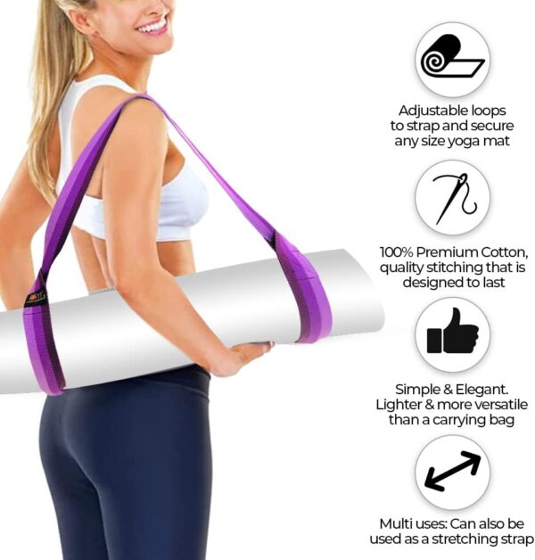 Yoga Mat Carrier Strap | Yoga Mat Holder Straps | Adjustable Mat Holder Sling for Carrying Mats | Yoga Mat Strap - Image 3