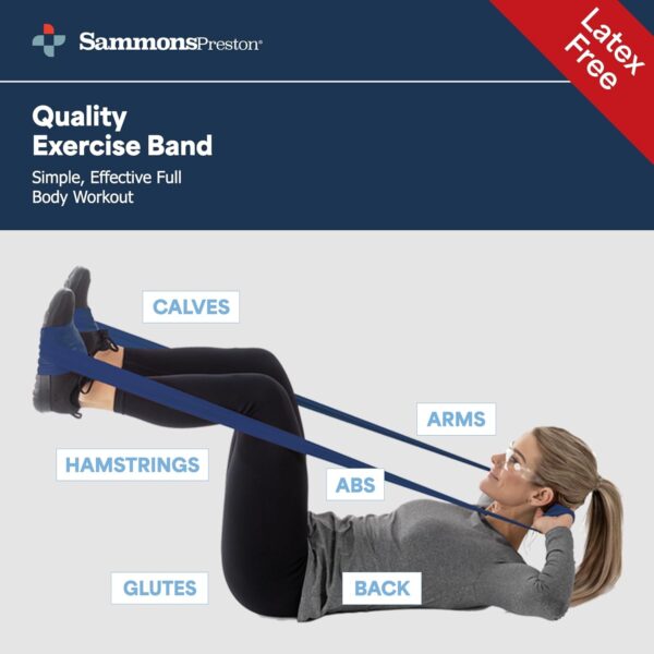Sammons Preston Resistance Bands for Working Out, Non-Latex Exercise Bands, Resistance Bands for Physical Therapy, Improve Strength & Flexibility, Stretch & Tone Major Muscles, 5pk - Image 7