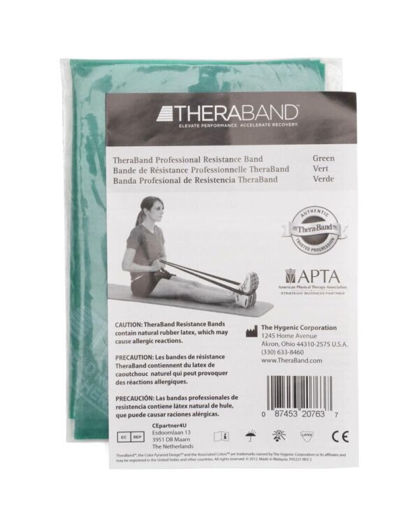 THERABAND Professional Latex Resistance Bands For Rehabilitation, Portable Fitness and Workout, Home Exercise, 5 Foot, Green, Heavy, Level 4, Individual Package - Image 9