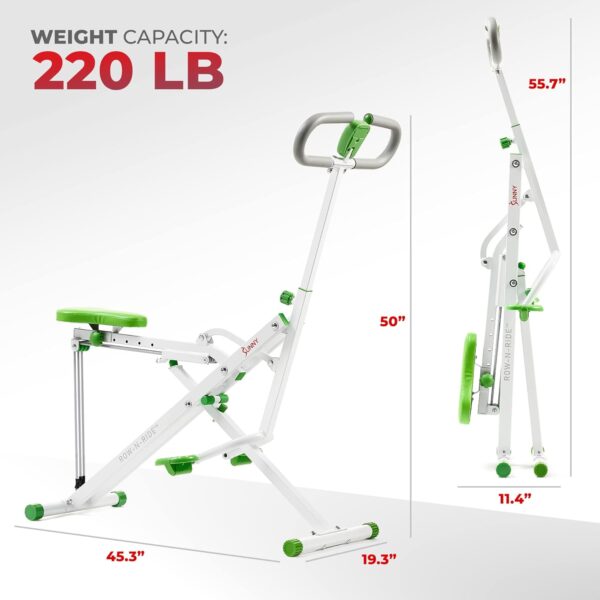 Sunny Health & Fitness Row-N-Ride Squat Assist Trainer, Foldable & Easy Setup Exercise Equipment w/Adjustable Resistance, Home Gym Training Machine for Arm, Glute & Leg Workout, Optional in Colors - Image 6