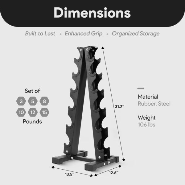 BalanceFrom Dumbbell Set with Stand, Neoprene Coated Hand Weights Home Gym Equipment, Black - Image 2