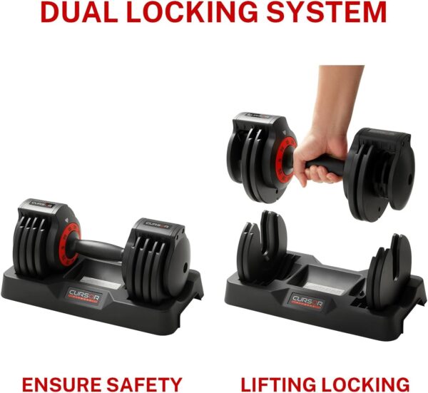 CURSOR FITNESS Adjustable Dumbbells, 5-IN-1 Quick Adjustable Weights Dumbbells, 25lbs, 55lbs Home Weight Strength Training, Single - Image 4