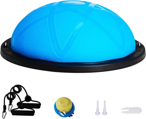 VEVOR Half Exercise Ball Trainer, 23/26 inch Balance Ball Trainer, 1500lbs Capacity Stability Ball, Yoga Ball with Resistance Bands & Foot Pump, Strength Fitness Ball for Home Gym Full Body Workout Black - Image 9