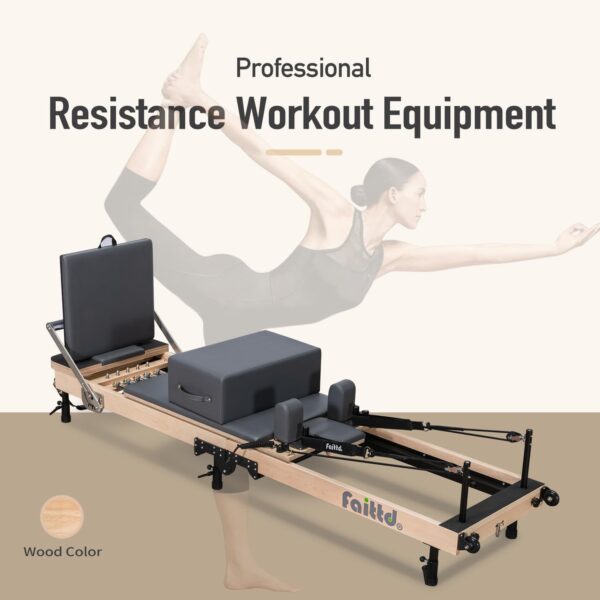 Foldable Pilates Reformer & Equipment - Pilates Reformer Workout Machine for Home Gym with Reformer Accessories, Reformer Box, Padded Jump Board - Up to 300 lbs Weight Capacity - Image 7