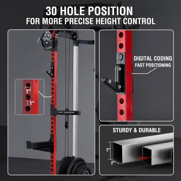 Mikolo Power Cage, 2000LB Squat Rack, Dual Pulley Cable Crossover System, Multi-function Free Weight Home Gym Workout Machine with Attachments - Image 5