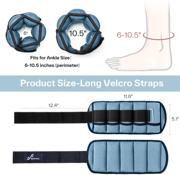 Sportneer Adjustable Ankle Wrist Weights for Men Women Kids, Adjustable Leg & Cuff Weight Straps for Fitness, Walking, Running, Aerobics, Yoga, Gym | 2 lbs for Each Ankle, 1 Pair Total Weight 4 lbs - Image 5