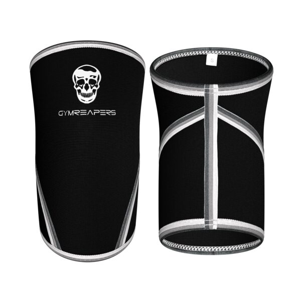 Gymreapers Knee Sleeves (1 Pair) With Gym Bag - IPF Approved - Knee Sleeve & Compression Support for Squats, Weightlifting, Fitness and Powerlifting - 7MM Neoprene Sleeve Pair Black/White XX-Large - Image 2