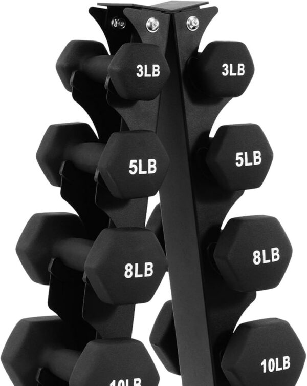 BalanceFrom Dumbbell Set with Stand, Neoprene Coated Hand Weights Home Gym Equipment, Black - Image 9