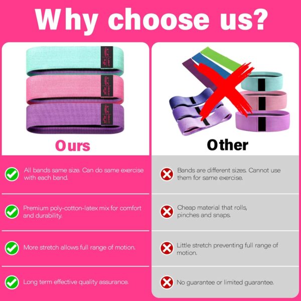 Fabric Resistance Bands for Working Out - Exercise Bands for Women and Men, Booty Bands for Legs and Butt, Yoga, Pilates, Rehab, Fitness and Home Workout - Image 8