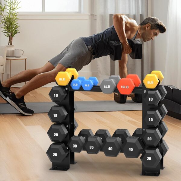 Dumbbell Rack 5 Tier 450LBS Capacity Weight Rack for Dumbbells Strength Training, Dumbbell Racks Weight Storage Organizer Racks for Dumbbells 8-30LBS, Kettlebells, Weight Plates Red and Black - Image 6