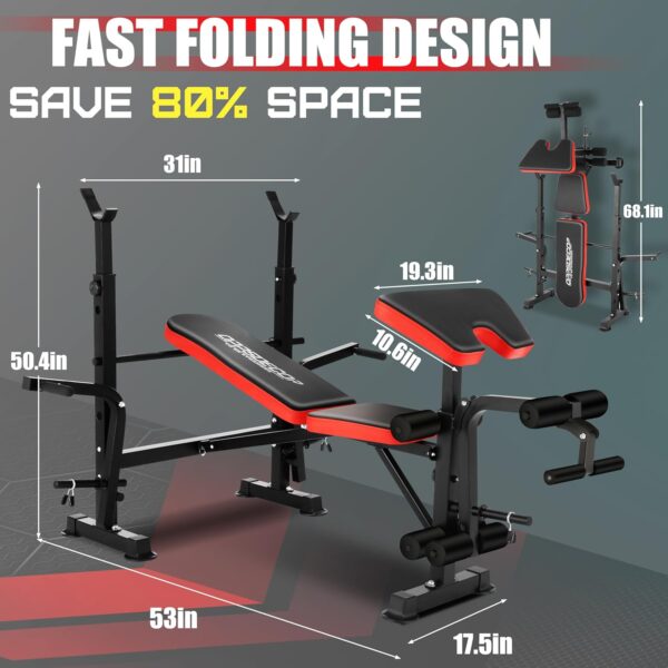 OPPSDECOR 660lbs 6 in 1 Weight Bench Set with Squat Rack Adjustable Workout Bench with Leg Developer Preacher Curl Rack Fitness Strength Training for Home Gym - Image 9
