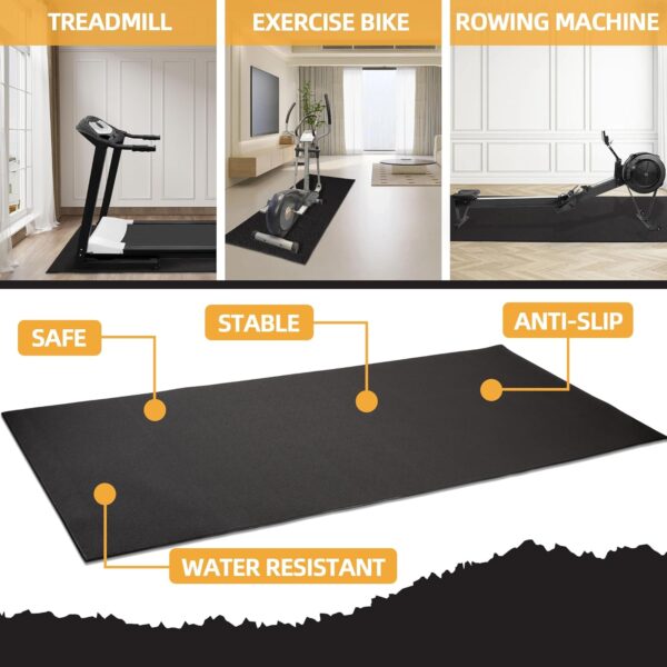 High Density Home Gym Treadmill Exercise Bike Equipment Mat, 1/4" Thick, Multiple Sizes - Image 2