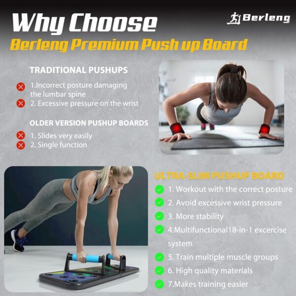Solid Push Up Board 15 in 1 Home Workout Equipment Multi-Functional Pushup Stands System Fitness Floor Chest Muscle Exercise Professional Equipment Burn Fat Strength Training Arm Men & Women Weights - Image 4