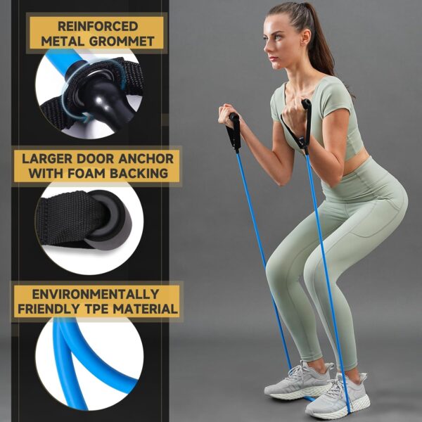 Resistance Bands with Handles for Working Out Women and Men, Exercise Bands with Door Anchor, Stretch Bands for Home Workouts, Simple Guide Included - Image 3